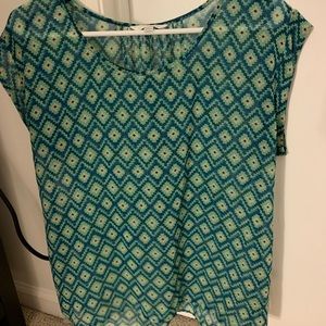 Green and blue blouse